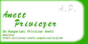 anett priviczer business card